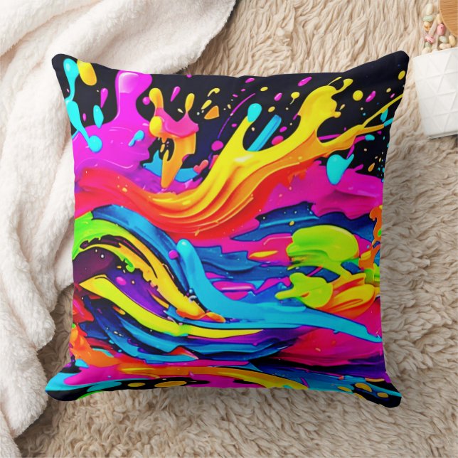 Abstract Colour Burst Art Cushion (Blanket)
