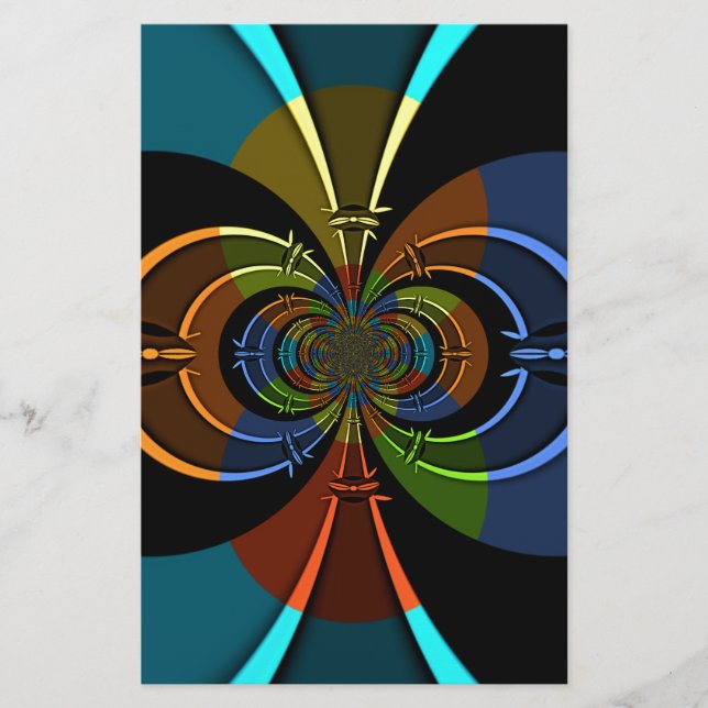 Abstract Colour Burst Art Print Stationery (Front)