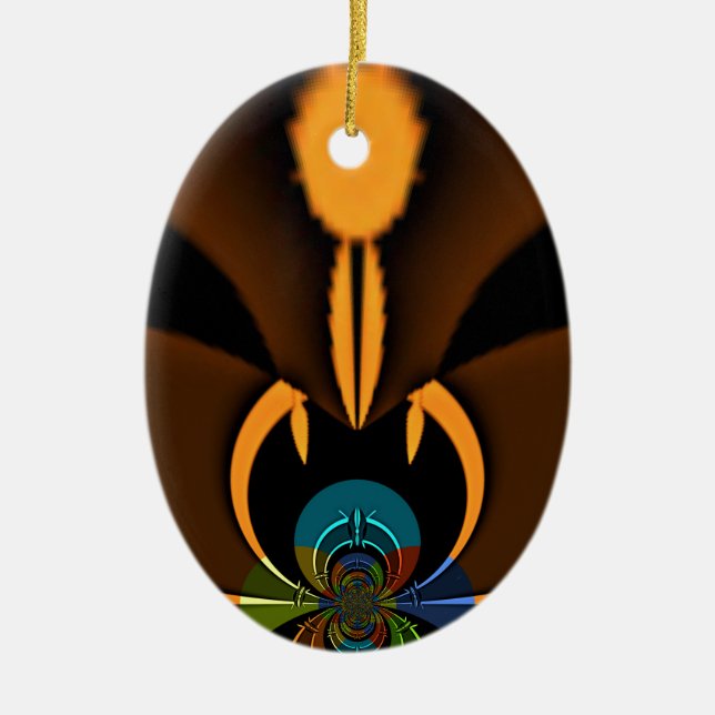 Abstract Colour Contrast Art Print Ceramic Tree Decoration (Front)