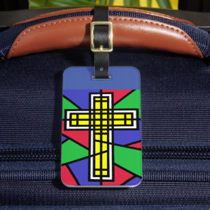 Abstract Colour Cross Design Luggage Tag