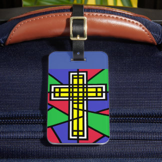 Abstract Colour Cross Design Luggage Tag