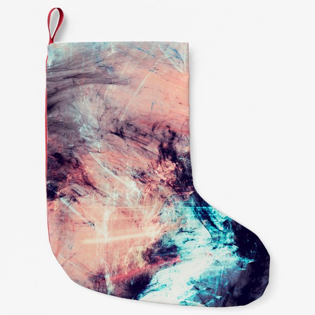 Abstract colour dynamic background with lighting e small christmas stocking (Front)