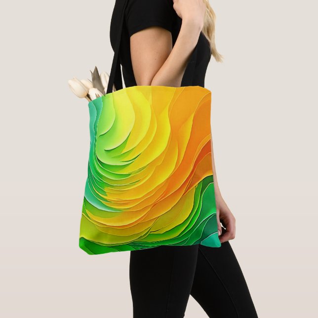 Abstract Colour Energy Flow Design Tote Bag (Close Up)