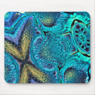 Abstract Colour Explosion Aqua Blue Gold Mouse Pad