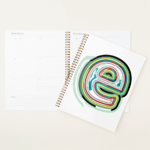 Abstract Colour Letter E Spiral Planner