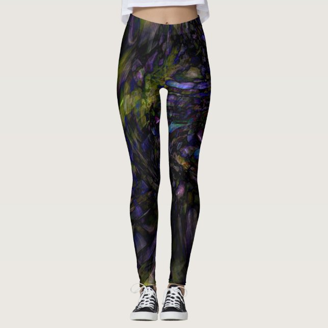 Abstract Colour Marble Swirl Modern Art Cool Uniqu Leggings (Front)