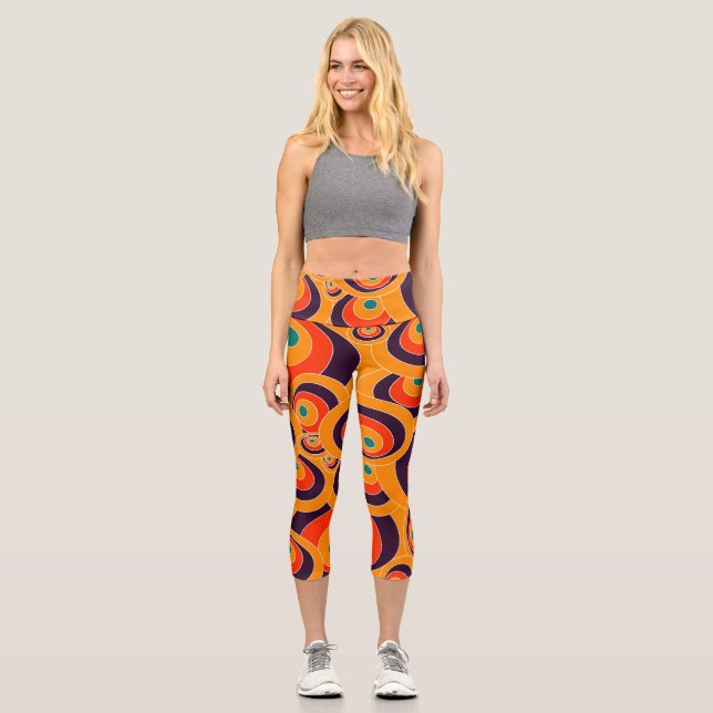 Abstract Colour Ovals Capri Leggings – Modern  (Front)