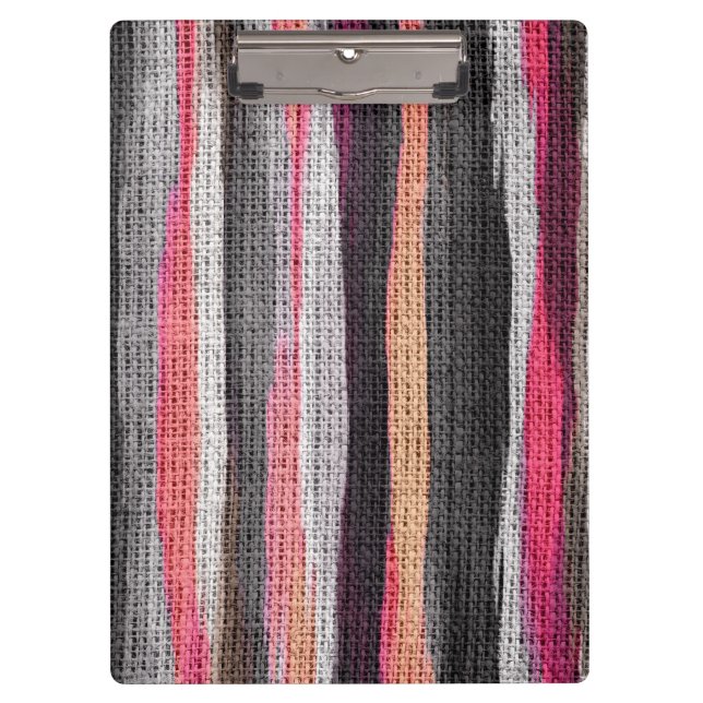 Abstract Colour Paint Brush Rustic Burlap #23 Clipboard (Front)
