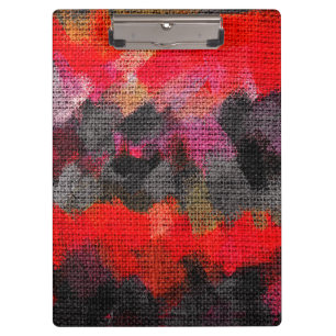 Abstract Colour Paint Brush Rustic Burlap #2 Clipboard