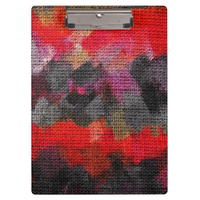Abstract Colour Paint Brush Rustic Burlap #2 Clipboard (Front)