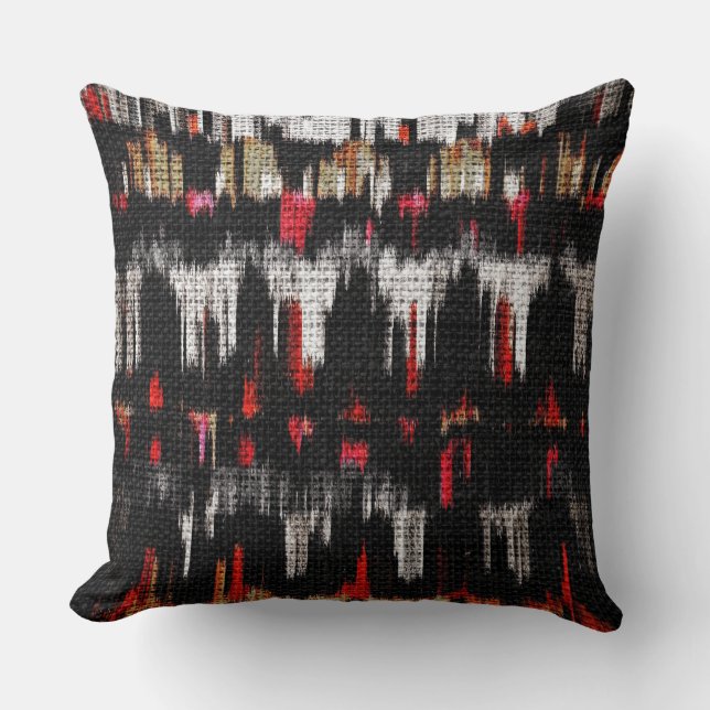 Abstract Colour Paint Brush Rustic Burlap #7 Cushion (Front)