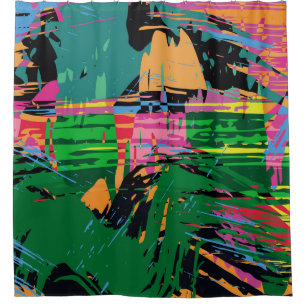 Abstract colour pattern in graffiti style quality  shower curtain