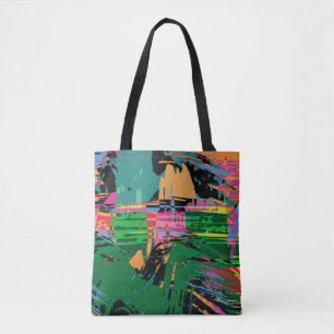 Abstract colour pattern in graffiti style quality tote bag