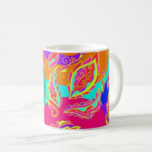 abstract,colour,pattern, indian,mandala,pink, coffee mug (Front Right)