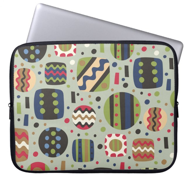 abstract colour pattern textiles, interior designl laptop sleeve (Front)