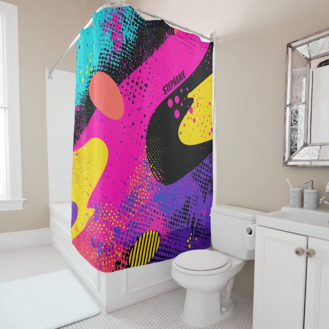 Abstract Colour Splash in Retro Comic Style (3) Shower Curtain (In Situ)