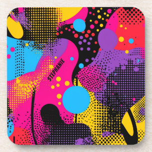 Abstract Colour Splash in Retro Comic Style (4) Coaster