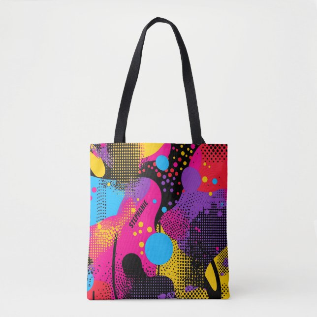 Abstract Colour Splash in Retro Comic Style (4) Tote Bag (Front)