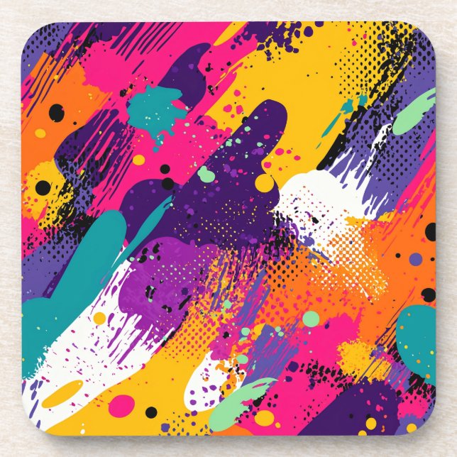 Abstract Colour Splash in Retro Comic Style (5) Coaster (Front)