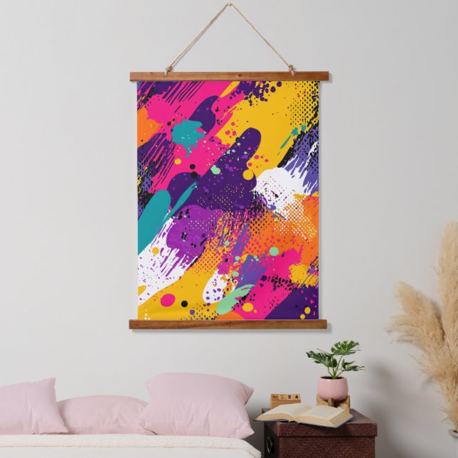 Abstract Colour Splash in Retro Comic Style (5) Hanging Tapestry (Bedroom)