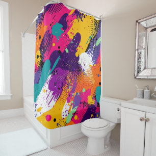Abstract Colour Splash in Retro Comic Style (5) Shower Curtain