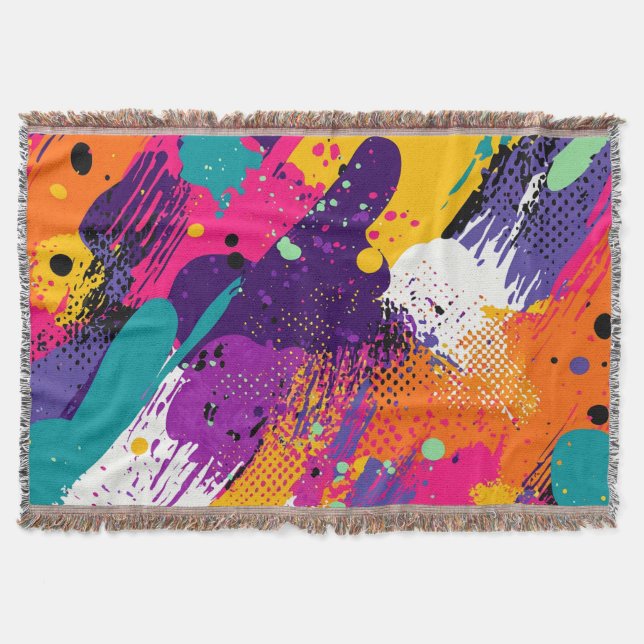 Abstract Colour Splash in Retro Comic Style (5) Throw Blanket (Front)