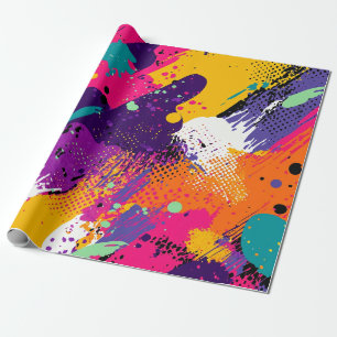 Abstract Colour Splash in Retro Comic Style (5) Wrapping Paper