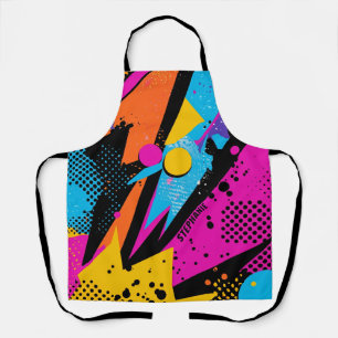 Abstract Colour Splash in Retro Comic Style Apron