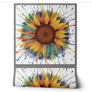 Abstract Colour Splash Sunflower Art Design Wallpaper