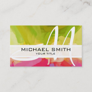 Abstract Coloured Modern Monogram #18 Business Card