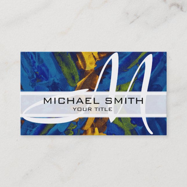 Abstract Coloured Modern Monogram #30 Business Card (Front)