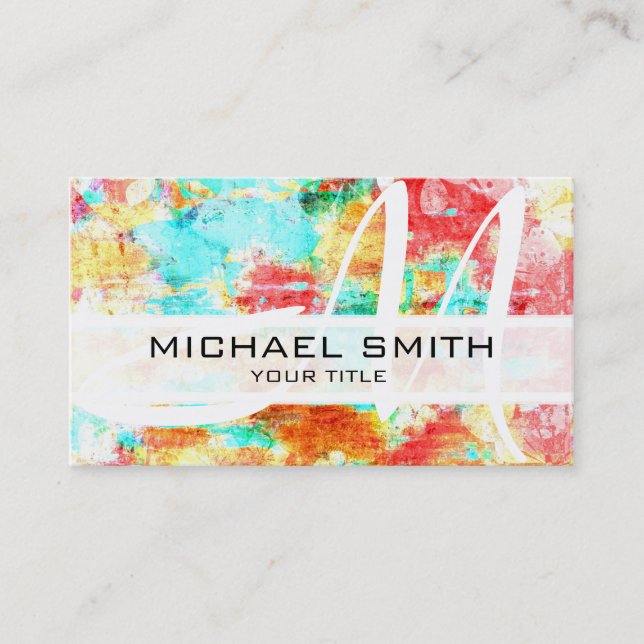 Abstract Coloured Modern Monogram #9 Business Card (Front)