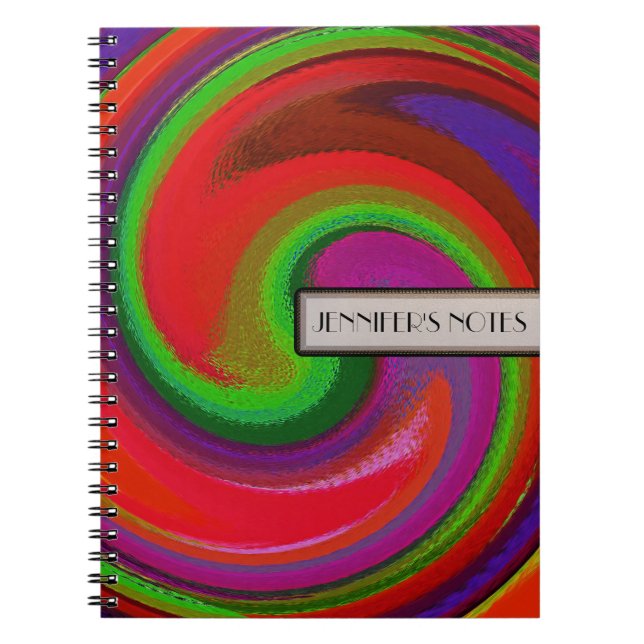 Abstract Coloured Swirl Art Background #3 Notebook (Front)