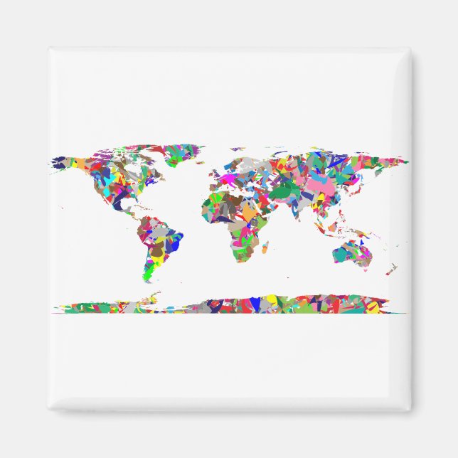 Abstract Coloured World Map 2 Magnet (Front)
