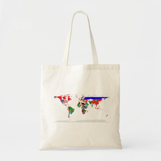 Abstract Coloured World Map Tote Bag (Front)