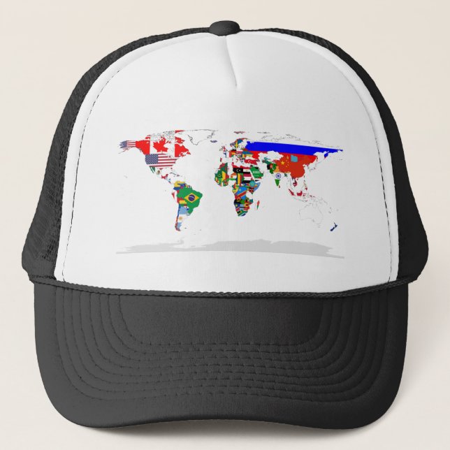 Abstract Coloured World Map Trucker Hat (Front)
