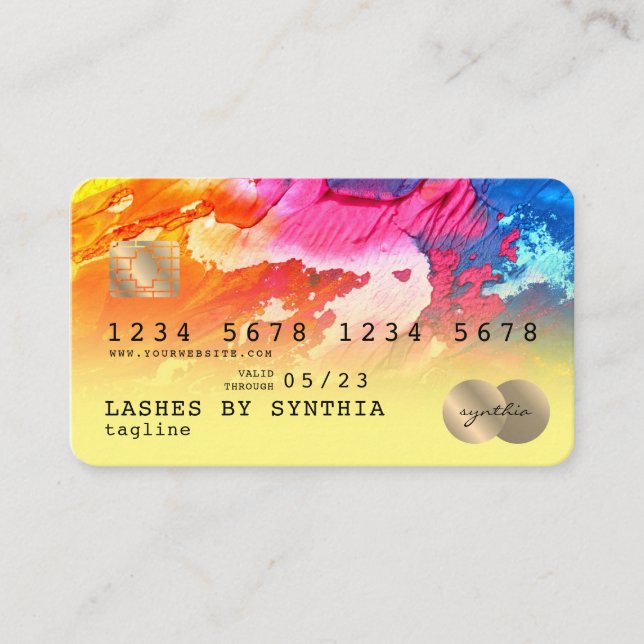 Abstract colourful  art Credit Card Style Gold (Front)