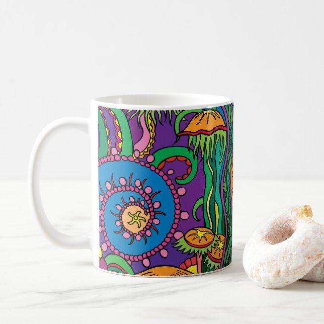 Abstract Colourful Art Deco Style |  Coffee Mug (With Donut)