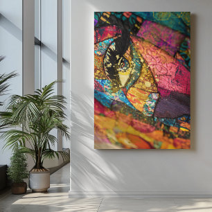 Abstract colourful art focused only on eye canvas print