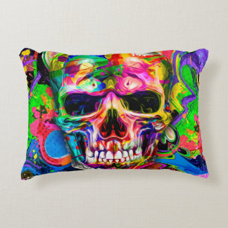 abstract colourful background with colourful skull decorative cushion