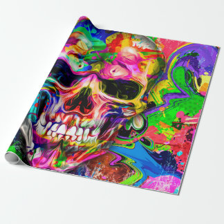 abstract colourful background with colourful skull wrapping paper