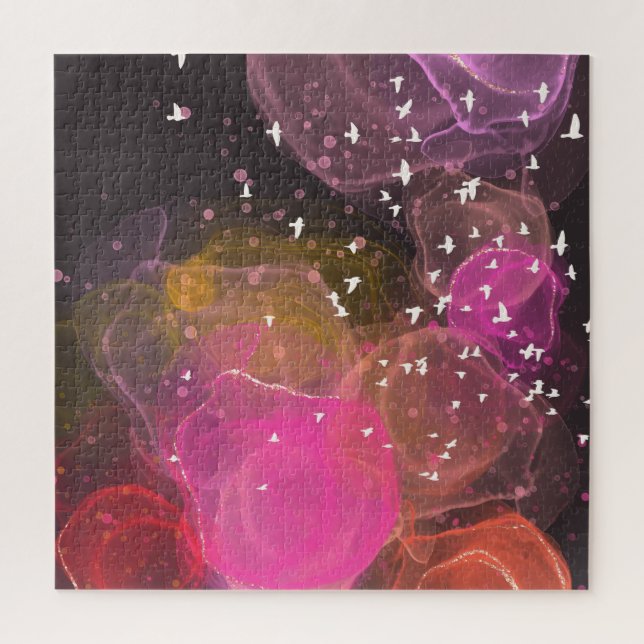 Abstract colourful birds pattern jigsaw puzzle (Vertical)