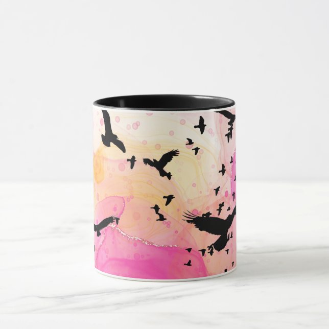 Abstract colourful birds pattern mug (Center)