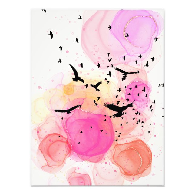 Abstract colourful birds pattern photo print (Front)