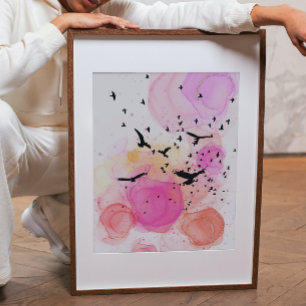 Abstract colourful birds pattern poster