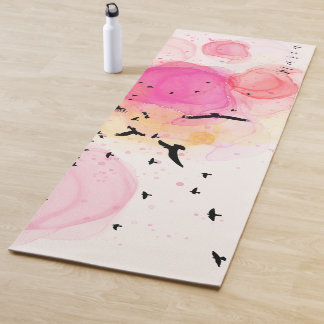 Abstract colourful birds pattern yoga mat