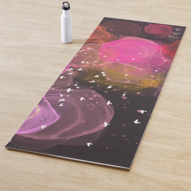 Abstract colourful birds pattern yoga mat (In Situ)
