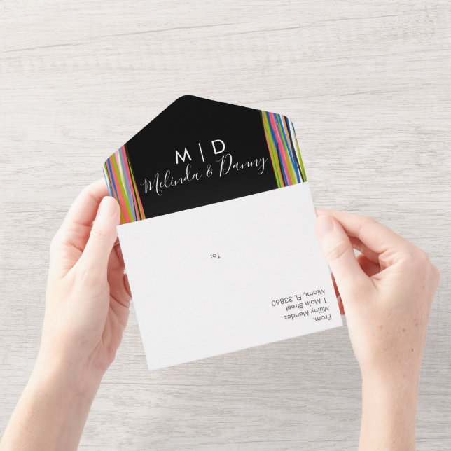 Abstract Colourful Black Script All In One Invitation (Opening)