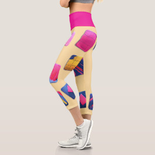 Abstract Colourful Blocks Pattern Capri Leggings