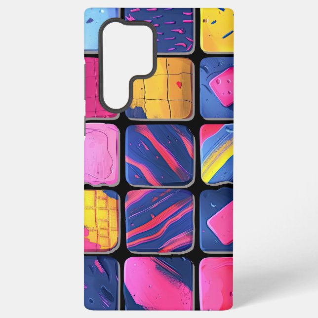 Abstract Colourful Blocks Pattern Samsung Galaxy S22 Ultra Case (Back)